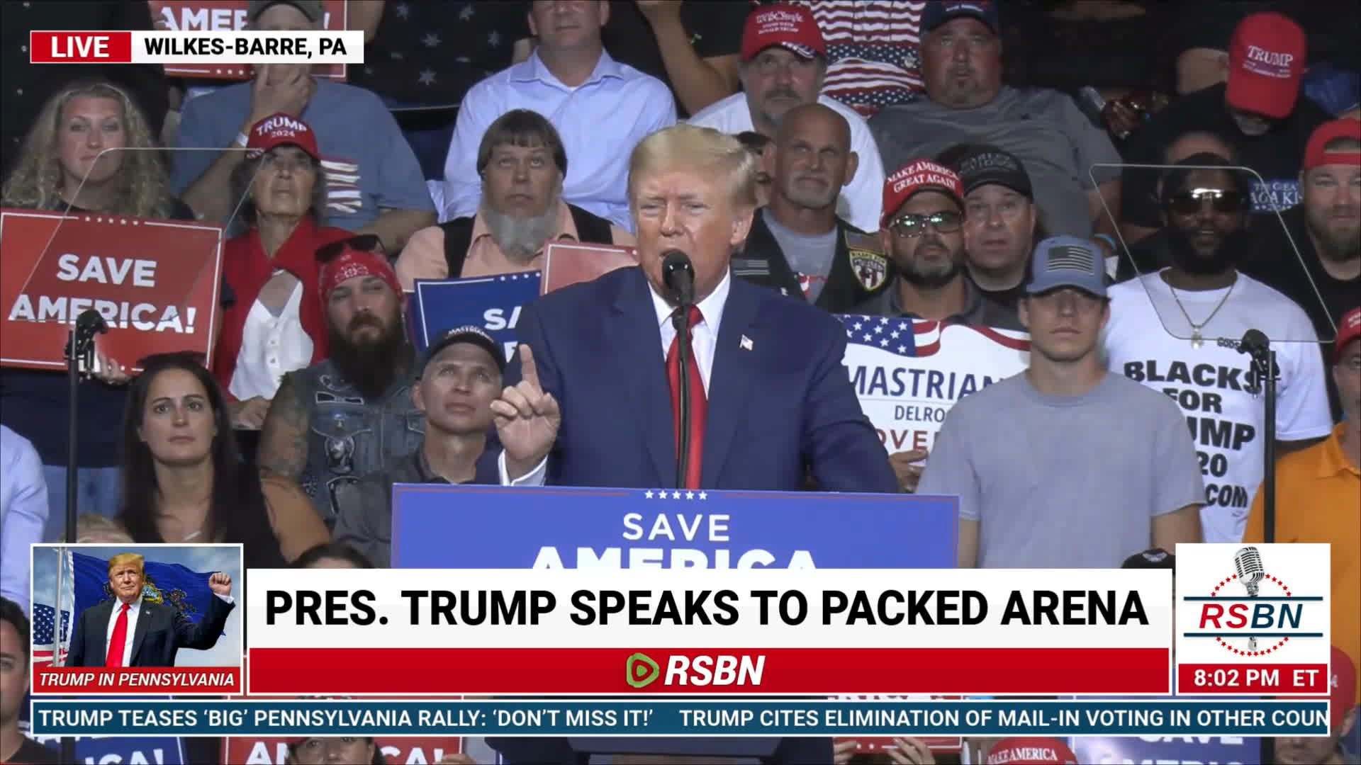 VIDEO: Donald Trump brands Biden the ‘enemy of the state’ at his Save America Rally in Wilkes-Barre, PA