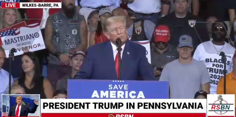 Wilkes-Barre, Pennsylvania, on Saturday night in an energetic Save America rally...