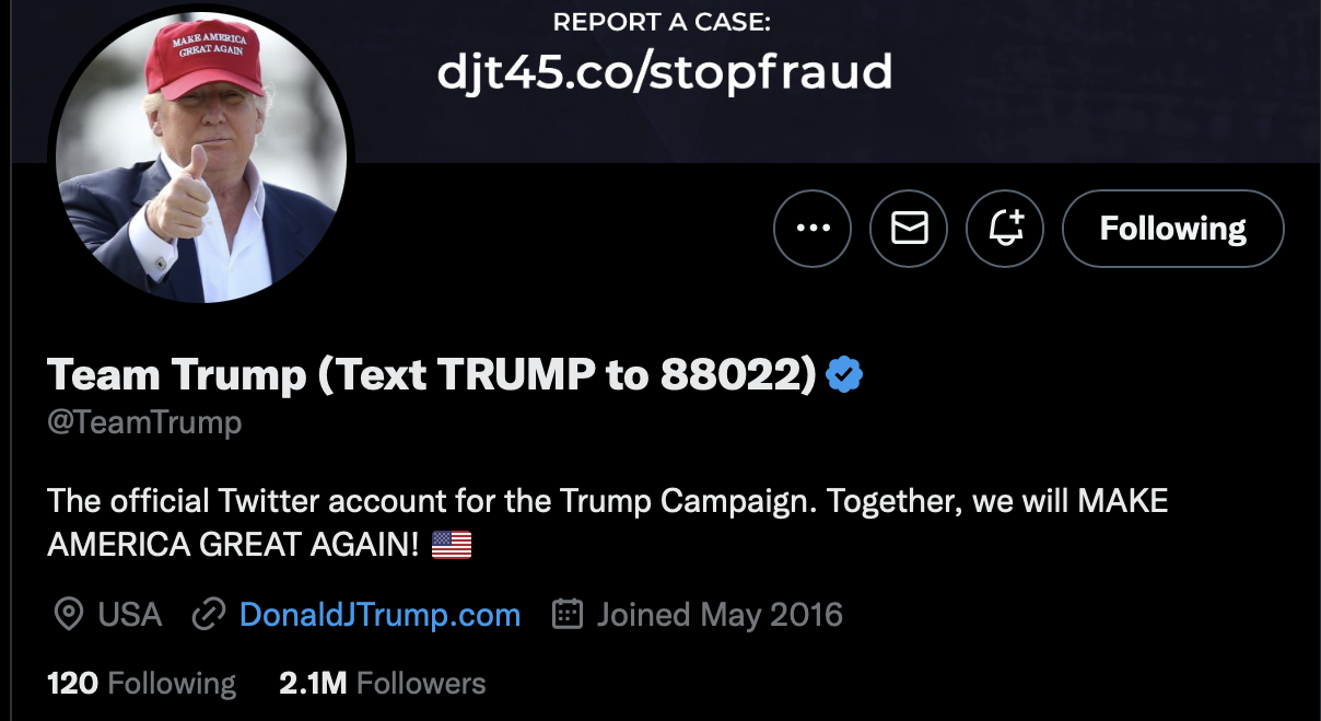 Twitter reinstates official Team Trump campaign account