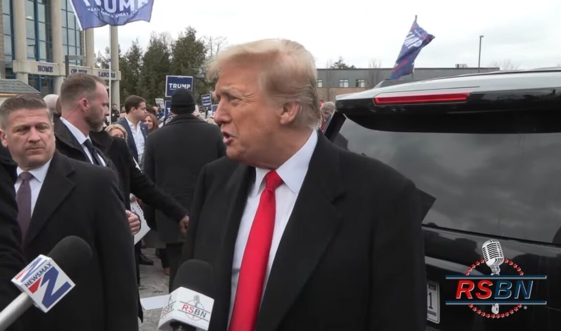 Trump stops at important New Hampshire polling site PACKED with MAGA supporters