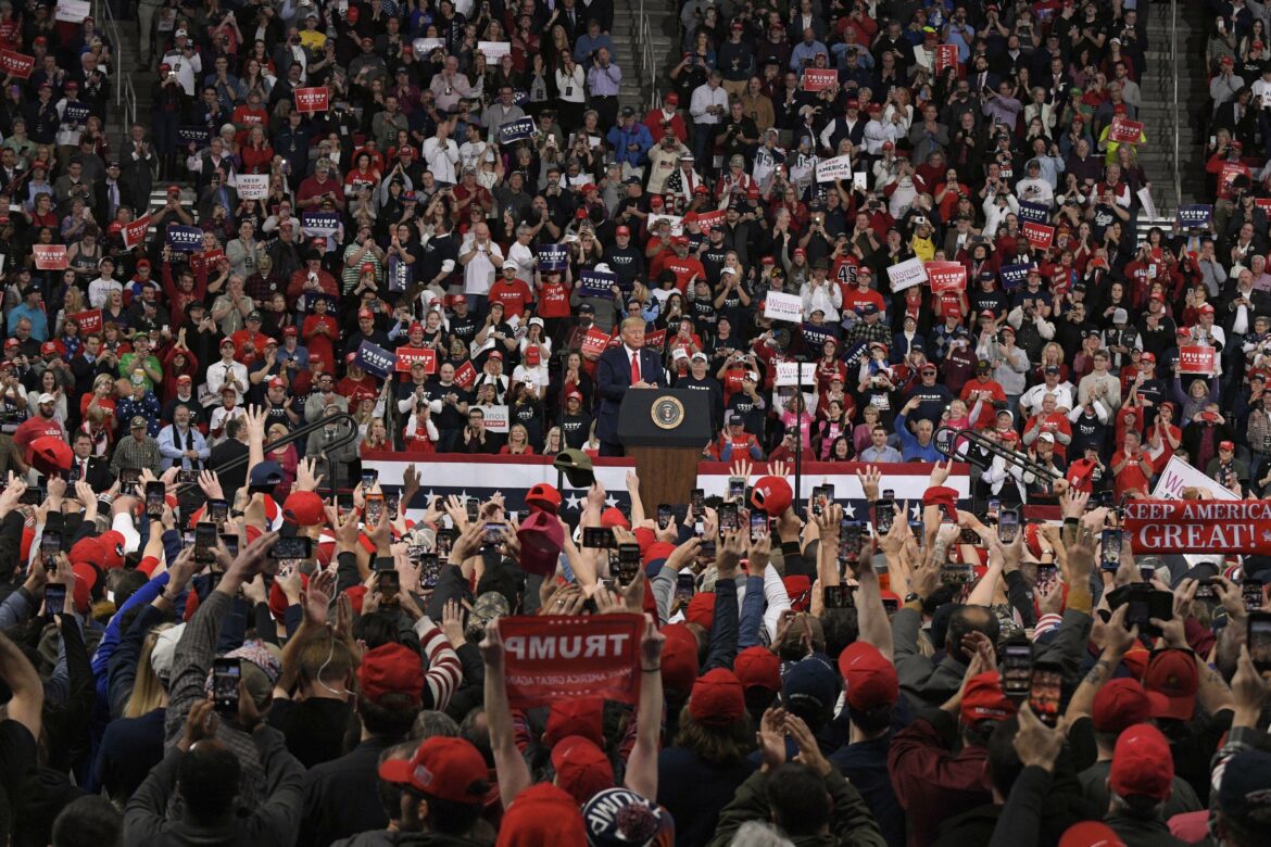 2AEXH1X December 10, 2019, Hershey, United States: U.S. President, Donald Trump during a campaign rally at Giant Center in Pennsylvania. (Credit Image: © Ron Adar/SOPA Images via ZUMA Wire)